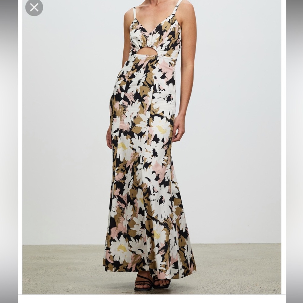 HANSEN & GRETEL Floral Maxi Dress with Cutout Detail size M